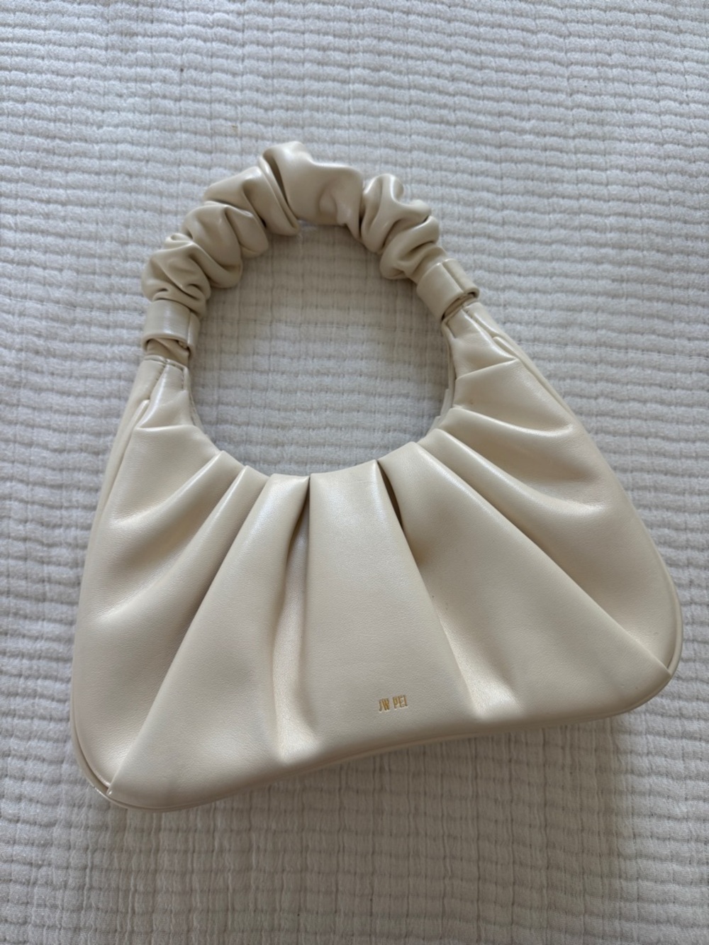 JW PEI Gabbi Hobo Ivory Ruched Handle Shoulder Bag